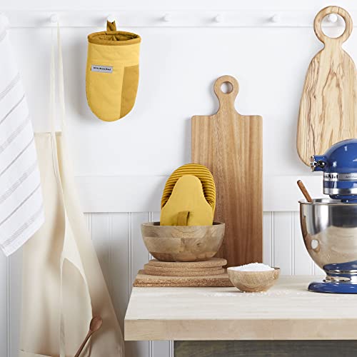 KitchenAid Beacon Two-Tone Non-Slip Mini Oven Mitt Set, Majestic Yellow, 5.5"x8", 2 Piece - color: Majestic Yellow