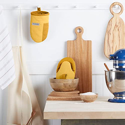KitchenAid Beacon Two-Tone Non-Slip Mini Oven Mitt Set, Majestic Yellow, 5.5"x8", 2 Piece - color: Majestic Yellow
