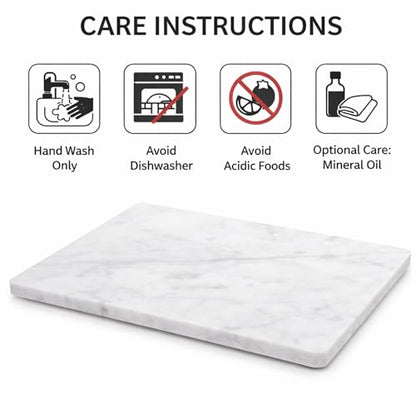 Marble Pastry & Cutting Board, 10x14 Inch | Natural Stone Slab, Non-Slip Feet, For Dough, Cheese, Baking, Serving, Charcuterie, Trivet, Easy to Clean - color: White, size: 14"L x 10"W