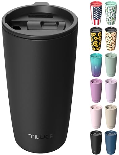 TILUCK 20 oz Insulated Coffee Tumbler with BPA-Free Lid | Travel Coffee Mug, Dishwasher Safe, Cup Holder Friendly, Double-Wall Vacuum Insulation for Hot & Cold Drinks, Matte Black - color: Matte Black, size: 20 Ounces