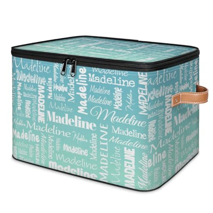 Storage Basket Personalized Name, Custom Keepsake Box, Blue Green | Foldable Fabric Gradient Large Memory Bin with Handle Lid Lightweight Waterproof Dustproof, 14"L x 10.2"W x 10.4"H - color: Option 10