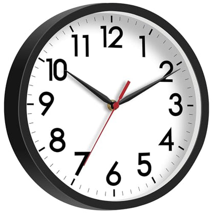 AKCISOT 8 Inch Wall Clock, Silent Battery Operated Analog Clock, Black | Small Size | Bedroom | Office | Kitchen | Bathroom | Classroom | Modern | Easy to Read - color: A_black, size: 8 Inch