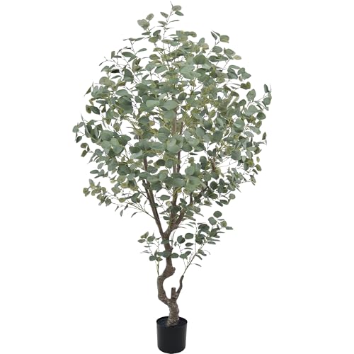 Artificial Eucalyptus Tree 7.2ft Faux Plant with Natural Trunks and Realistic Leaves,Fake Floor Potted Artificial Tall Large Plants for Home Living Room Office Decor Indoor (7.2Feet,1Pack)