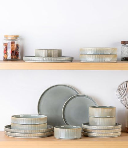 7.5" Ceramic Pasta Bowls Set of 4, Salad Bowls | Versatile Serving Bowls for Pasta, Salad, Fruit & Noodles, Housewarming & Wedding Gift, Desert Sage - color: Desert Sage, size: 7.5 Inch