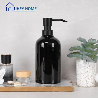 Ceramic Soap Dispenser Bathroom, 16.9oz Hand Soap Dispenser for Kitchen, Hotel - color: Black-black, size: 1pcs