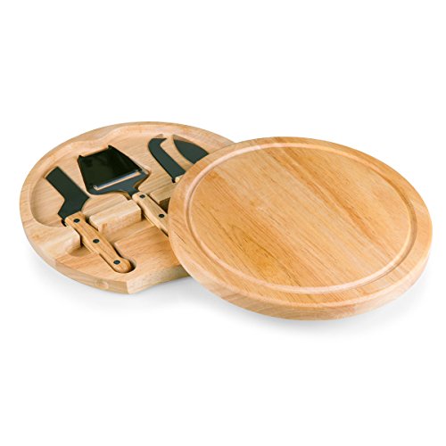 TOSCANA - a Picnic Time brand Circo Cheese Board and Knife Set - Charcuterie Board Set - Wood Cutting Board, (Parawood) - color: Parawood, size: 10.2"L x 10.2"W