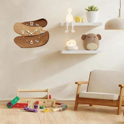 Wall Clock Silent Wood Easy Read Creative Gifts Nordic Wall Decor Ornament for Home Office Farmhouse Kids Room Living Room, Brown