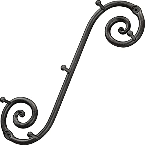 Farmhouse Small Key Holder for Wall, Wrought Iron Wall Mount Rack | Handcrafted Swirl Decorative, 5 Key Hooks for Home Entryway, Purse, Coat and Leash Holder or Organizer (Vertical Black) - style: Vertical