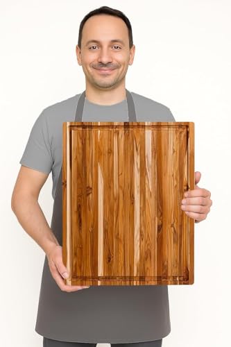 Teakhaus Carving Board with Juice Groove - Extra Large (XL) Teak Wood Cutting Board 24”L x 18”W x 1.5” Thick - Sustainably Harvested & FSC Certified - Knife Friendly with Beeswax Oil Finish - color: Cutting Board Only, size: Extra Large (24 inch x 18 inch