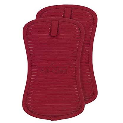 All-Clad Premium Pot Holder & Heating Pad, (2-Pack) Heat Resistant to 500 Degrees, 100% Cotton 10"x6.25" for Kitchen and Barbeque, Chili Red - color: Chili, size: 2 Pack