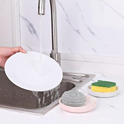 Round Marble Soap Tray, Small Ceramic Soap Dish, Cute Women Trinket Plate (Pink) - color: Pink