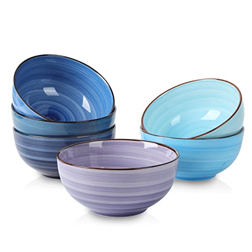 Selamica Ceramic 24 Oz Cereal Bowls Set, Deep Soup Bowls, 5.9 Inch Porcelain Kitchen Bowls for Pasta Salad Dessert Oatmeal Ramen, Microwave Dishwasher Safe, Set of 6, Gradient Blue - color: Gradient Blue, size: 24 Oz