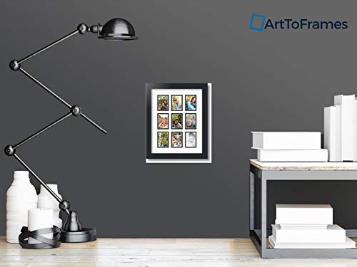 ArtToFrames Collage Photo Frame Double Mat with 9-2x3 Openings with Satin Black Frame and Fabric White mat. - color: Fabric White, size: 9 - 2x3