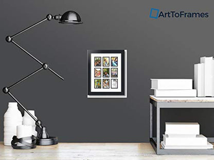 ArtToFrames Collage Photo Frame Double Mat with 9-2x3 Openings with Satin Black Frame and Fabric White mat. - color: Fabric White, size: 9 - 2x3