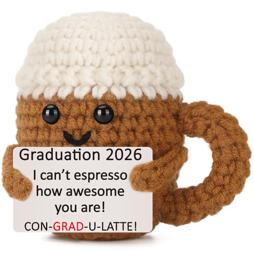 Xinezaa Mini Graduation Gifts for Women Men High School College Grad | Gifts for Daughter Son Teen Girl Boy Sister Best Friend Him Her, Handmade Crochet Coffee Mug, 2026 Congrats Grad Decoration - style: Grad 2026