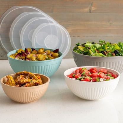 Nordic Ware Prep and Serve Mixing Bowls Set, 8-Piece, Earth-Tones - color: Earth-Tones, size: 8-Piece