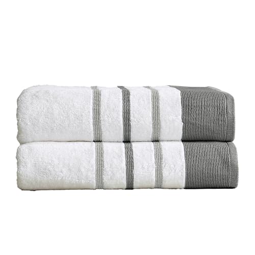Great Bay Home Decorative Oversized Bath Sheet Set - Cotton 2 Pack 68x35 Extra Large Towels - Durable Towels for Bathroom Decor (Dark Grey/Light Grey) - color: Dark Grey / Light Grey, size: Bath Sheet (Pack of 2)