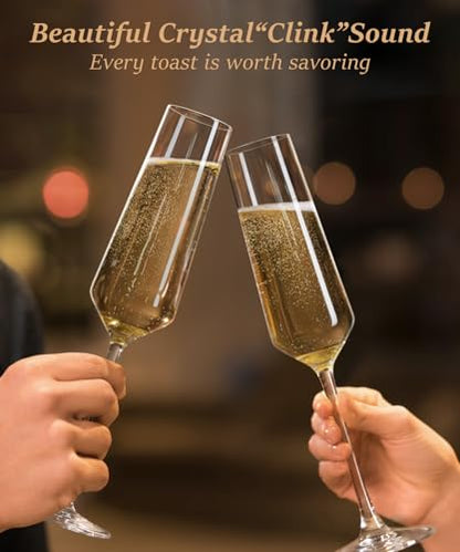OJA Champagne Flutes, Crystal Champagne Glasses Set of 6, 7oz, Elegant | For Prosecco,Sparkling Wine, Mimosa, Ideal for Weddings, Birthday, Christmas - color: 7oz (6count)