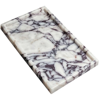 Natural Marble Tray Jewelry Perfume Decorative Tray for Home Bathroom Decor | 11.8x7.9x0.7 Inch Real Stone Tray for Coffee Table Vanity Trinket Candle