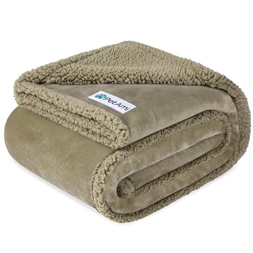 PetAmi Waterproof Dog Blanket for Small Dog Puppy Cat, 29x40, Taupe Sherpa | 460 GSM Sherpa Fleece Reversible, Pee Proof Pet Blanket, Furniture Protector Cover for Couch Sofa Kennel, Washable - color: Taupe/Taupe Sherpa, size: Medium 29 X 40 Inches