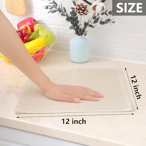Homaxy 100% Cotton Waffle Weave Kitchen Dish Cloths, 7-Pack, Beige | 12 x 12 Inches, Ultra Soft Absorbent Dish Towels, Quick Drying Dish Rags with Hanging Loop - color: Beige, size: 12 X 12 - 7 Pack