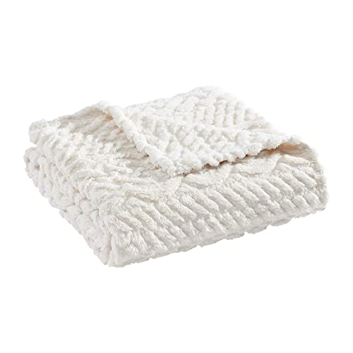 Nautica - Throw Blanket, Soft Cable Knit Sherpa Bedding, Cozy Home Decor for Bed or Couch (Declan Ivory, 50" x 60") - color: Declan Ivory