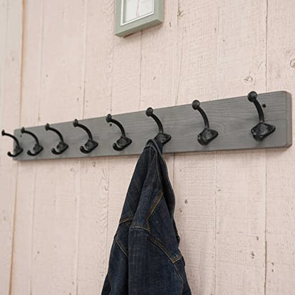 WEBI Rustic Coat Rack Wall Mount,35.43" Long 8 Cast Iron Coat Hooks Wall Mounted,Heavy Duty Wall Coat Hanger Hooks for Hanging Coats,Clothes,Jacket,Gray,2 Packs - color: Gray, size: 35 Inch(2 Packs)