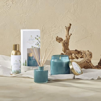 Thymes Petite Reed Diffuser Set – Includes Rattan Wood Sticks, Fragrance Oil, & Glass Bottle – Home Fragrance Oil Diffuser – Luxury Home Decor – Guest Bathroom Essentials (Cyprus Sea Salt, 4 fl oz)