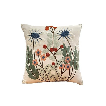 YIcabinet Pillow Covers Set of 2, Embroidered Leaves Pattern Throw Pillow Cover,Square Cotton Cushion,Pillow Case for Sofa Bedroom Couch,18"x18" - color: Leaves Pattern