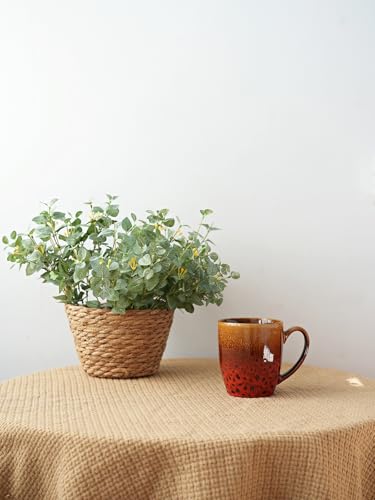 Bosmarlin Ceramic Coffee Mug Set of 4, 17 Oz, Coffee Cups with Big Handle, Microwave Safe, Unique Reactive Glaze (Orange&Red) - color: Orange&Red