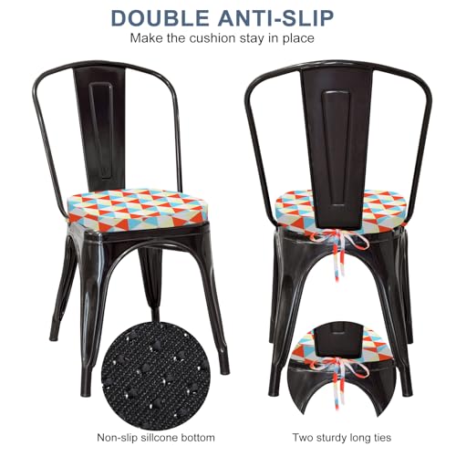 GUEGLSA Outdoor Waterproof Seat Cushions 14x14 inch, Non Slip Metal Chair Pad with Ties, U Shaped Metal Chair Cushion for Kitchen Dining Patio Chair, Set of 2, Mix Diamond - color: Mix Diamond