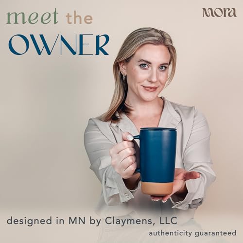 Mora Ceramics Large Tea Mug with Loose Leaf Infuser and Ceramic Lid, 18 oz, Portable, Microwave and Dishwasher Safe, Tall Coffee Cup - Rustic Matte Ceramic Glaze, Modern Herbal Tea Strainer, Deep Blue - color: Deep Blue