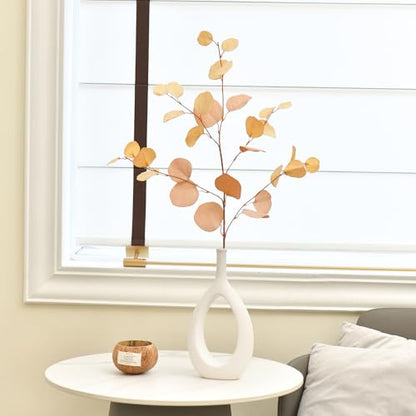 3 PCS 33" Artificial Eucalyptus Stems, Silk Branches, Champagne | Long Bendable Greenery, for Vase, Farmhouse, Home, Wedding, Party Arrangements - color: Champagne*3