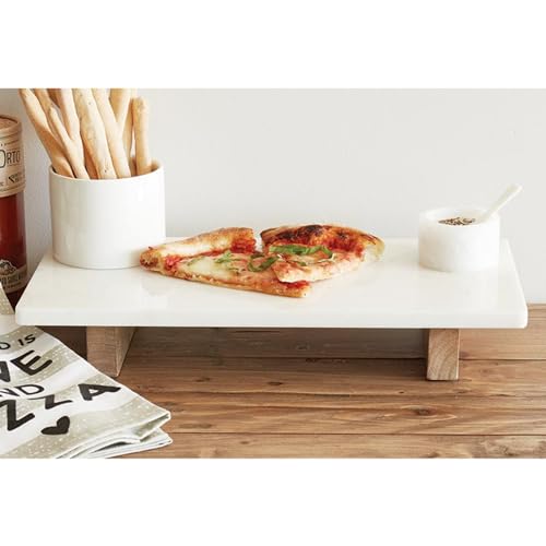 Santa Barbara Design Studio Marble Charcuterie Boards Cheese Board Footed Cutting Board, 15.75"L x 8" W x 2.5" H, White