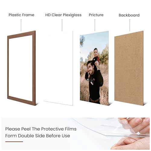 Heimlove Walnut Wood Grain Collage Picture Frames Set of 12,Two 8x10,Two 6x8,Four 5x7,Four 4x6 Photo Frames,Gallery Wall Frame Set for Wall Mount or Tabletop Display - color: WALNUT WOOD GRAIN