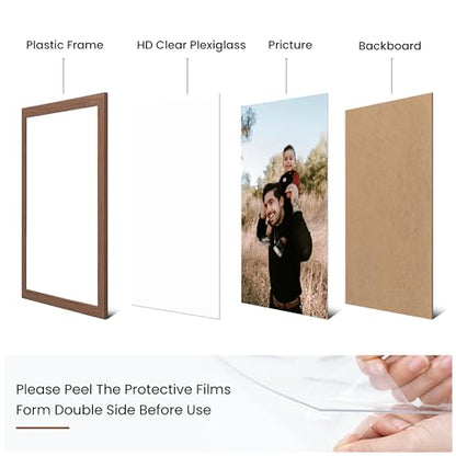 Heimlove Walnut Wood Grain Collage Picture Frames Set of 12,Two 8x10,Two 6x8,Four 5x7,Four 4x6 Photo Frames,Gallery Wall Frame Set for Wall Mount or Tabletop Display - color: WALNUT WOOD GRAIN