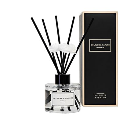 CULTURE & NATURE Reed Diffuser Set 4oz (120ml) Vanilla Scented Diffuser with Sticks Home Fragrance Reed Diffuser for Bathroom Shelf Decor - size: 4 oz