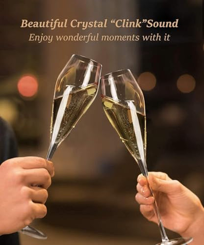 OJA Champagne Flutes, Crystal Champagne Glasses Set of 2, 7.5oz, Hand Blown | Clear, Ideal for Weddings, Anniversaries, Christmas, Special Days, 10.5 inch - color: 7.5oz (2count)