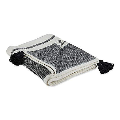 DII New Traditional, 2-Tone Chevron Stripe Throw, 50x60, Black - color: Black