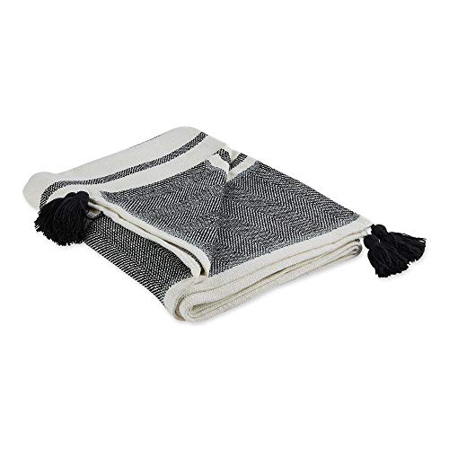 DII New Traditional, 2-Tone Chevron Stripe Throw, 50x60, Black - color: Black