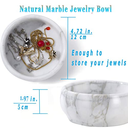 Marble Jewelry Dish - Rings Holder - color: White & Light-grey