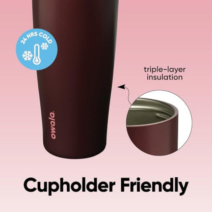 Owala FreeSip Tumbler Stainless Steel Water Bottle 30 oz Black Cherry | Triple-Layer Insulation | Leak-Proof Lid with Push-Button | Double Threaded Lid for Left and Right Handed Drinking - color: Black Cherry, size: 30.1 Ounces