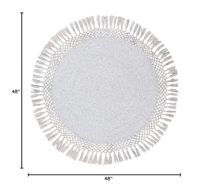 SAFAVIEH Sahara Collection Area Rug - 4' Round, Grey, Handmade Boho Tassel, Ideal for High Traffic Areas in Living Room, Bedroom (SAH490F) - color: Grey, size: 4' (Round)