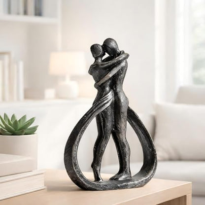 Modern Abstract Couple Statue, Kissing Lovers Sculpture Figurine for Home Decor Living Room Bedroom Bookshelf Office, Gift for Wedding Anniversaries, Love Decor Ornament for Valentines - Style C - style: Style C