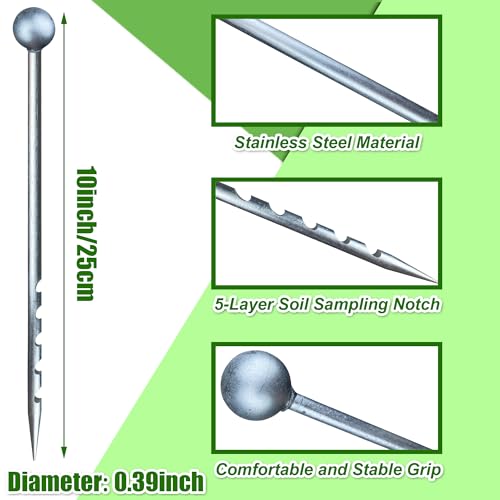 10" Soil Probe for House Plants Stainless Steel Garden Soil Sample Probe No Batteries Required Moisture Meter Soil Probe Rod for Plant Garden Farm Soil Sampling