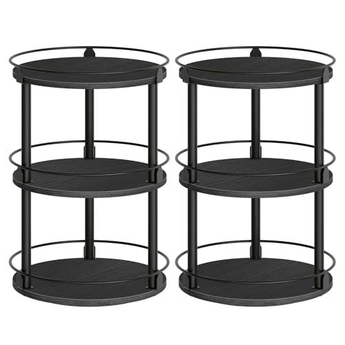 Spice Rack, Set of 2 Lazy Susan Organizer, 3 Tier Turntable Organizer For Cabinet, Compact and Versatile, for Kitchen Countertop, Black SR23L2BB - color: Black, size: 10.2" x 10.2" x 18"