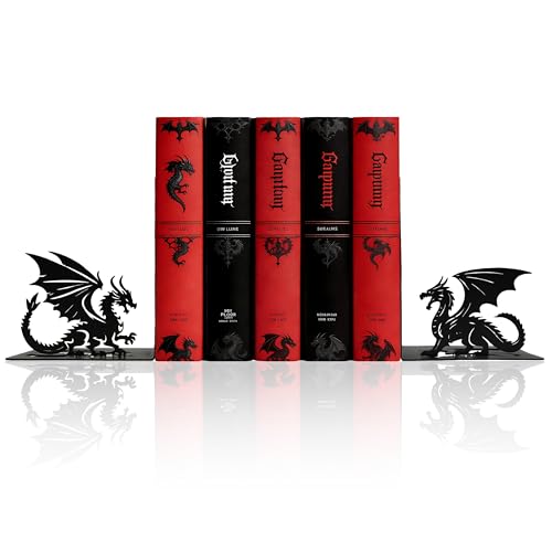 Matte Black Iron Gothic Decorative Bookends - color: Dragon