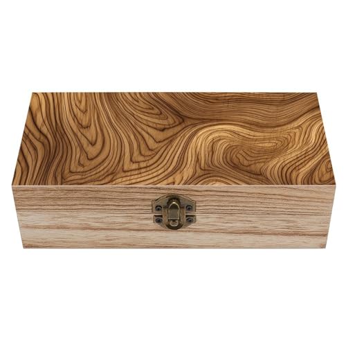MUSM Vintage Wooden Storage Box, Smooth Wood Texture Keepsake Box for Jewelry, Photos, Letters, Elegant Desktop Organizer for Home & Office Decor
