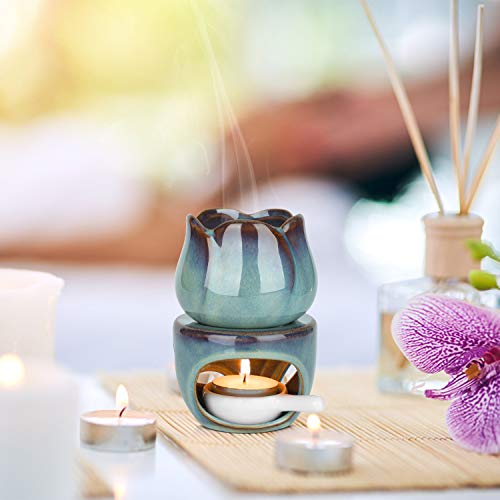 ComSaf Wax Melt Burners Essential Oil Burner Set of 2, Aromatherapy Aroma Burner Ceramic Oil Diffuser Candle Tealight Holder Home Bedroom Decor Christmas Housewarming Gift | Essential Oil Aromatherapy, Scented Wax Melts, Tea Light Tray, Bedroom Home Decor
