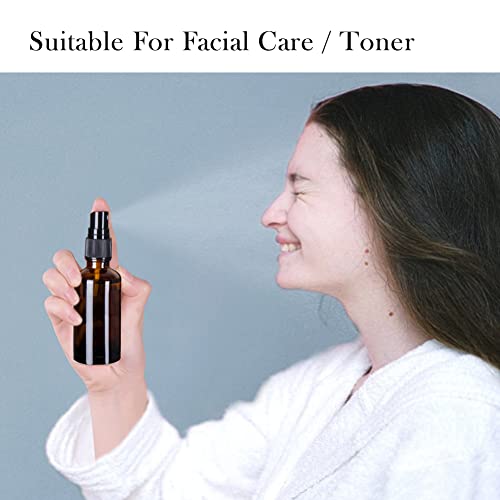 2oz Amber Glass Spray Bottles for Essential Oils, Set of 18 | Mini, Small, Empty, Bulk, Fine Mist, for Facial, Perfume, Room, Cosmetic, Travel, Refillable, Leakproof, UV protection